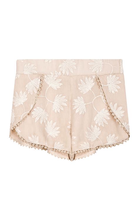 Amenapih Nude Beach Shorts With Embroidered Flowers Azur Nude