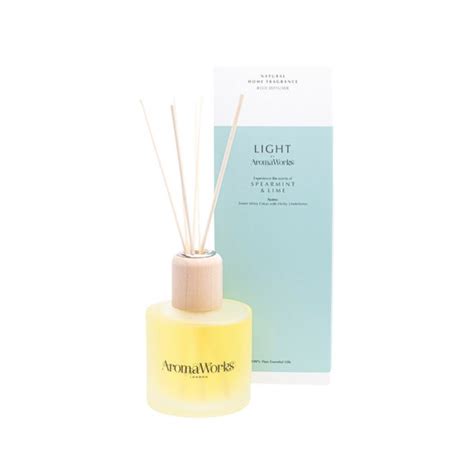 aromaworks light reed diffuser spearmint and lime 200ml vegan co
