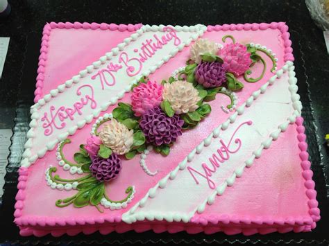 Sheet Cake With Pink Flowers