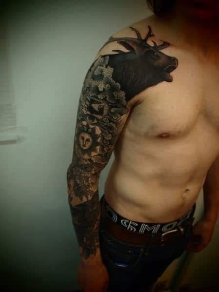 One most popular sleeve tattoo design idea is patriotic sleeves. 56 Most Popular Tattoos for Men -DesignBump