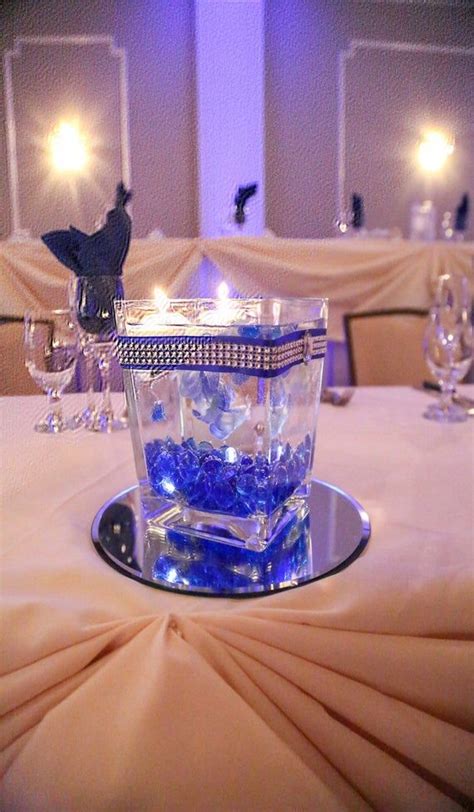 Royal Blue Lighted Square Glass Wedding Centerpiece Etsy Royal Blue