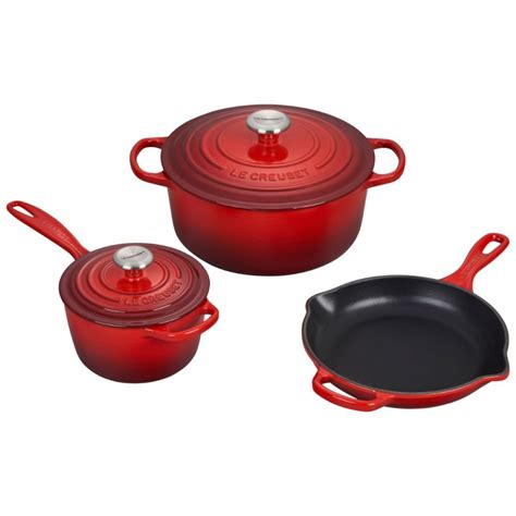 Le Creuset 5 Pc Cast Iron Cookware Set Cerise Red EverythingKitchens