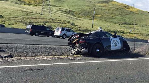 Chp Officer Hurt After Vehicle Crashes Into His Cruiser On I 80 In