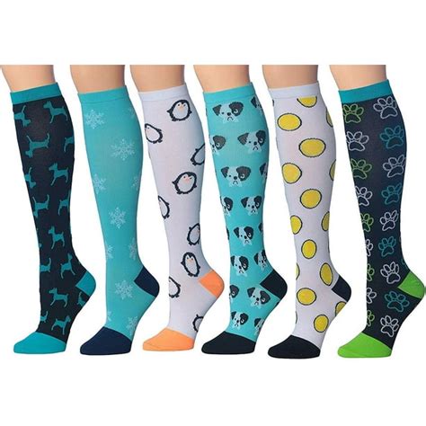 Ronnox Womens 3 Or 6 Pairs Colorful Patterned Knee High Graduated