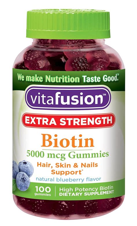 Biotin Gummy Vitamins 100 Count Hair Growth Healthy Nails Extra