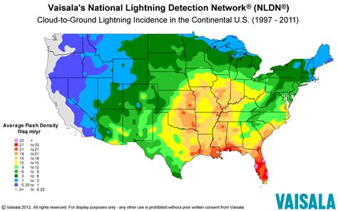 Map Of Lightning Strike Incidence In The United States Os 420x69