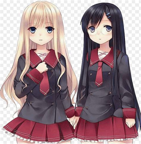 Animeschoolgirls Animegirl Anime Chibi Kawaii Bunterei Cute Anime Girls Bff Png Transparent