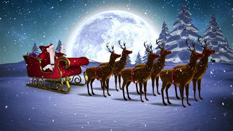 Digital Animation Santa Waving His Sleigh Stock Footage Video 100