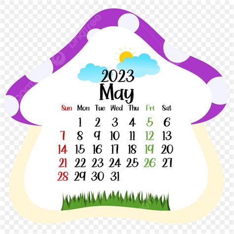 Calendar May 2023 Vector Design Images Mushroom Calendar Year 2023 May
