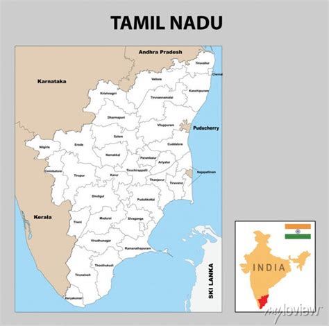 Tamil Nadu Map Political And Administrative Map Of Ta Vrogue Co
