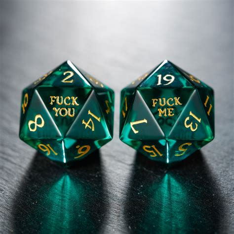 Green Glass Dnd Dice Set Fuck Me Fuck You Dice Etsy