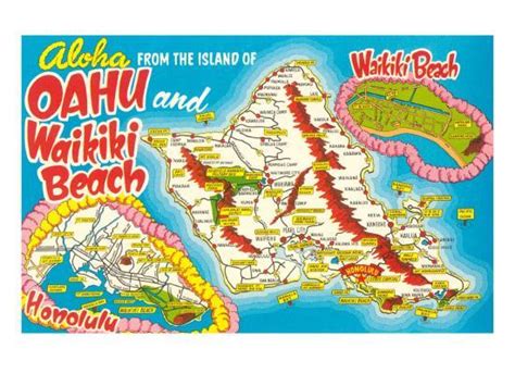 Tourist Map Of Oahu Hawaii Art Print By