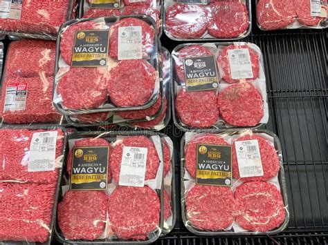 A Refridgerated Case Of Wagyu Ground Beef Patties Meat At A Sam S Club Grocery Store Editorial