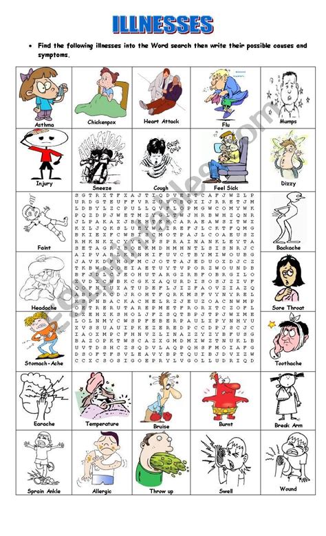 illnesses esl worksheet by dianac4 beauty and the best cute posts vocabulary worksheets esl