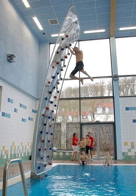 A Rock Climbing Wall In A Swimming Pool Woahdude