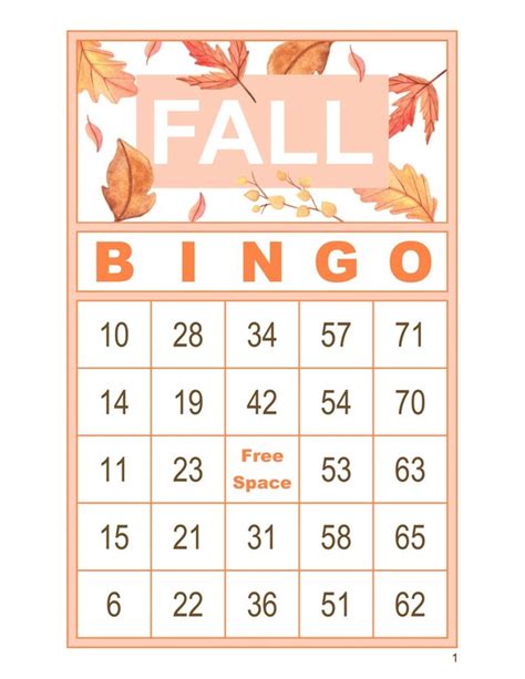 Fall Bingo Cards 200 Cards 1 Per Page Instant Pdf Download Etsy
