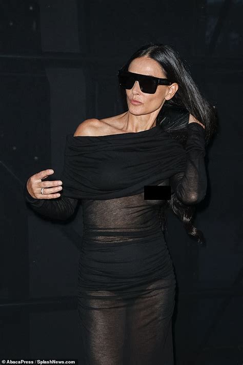 Demi Moore Suffers An X Rated Wardrobe Malfunction In A Sheer Black Gown As She Has Her Fashion