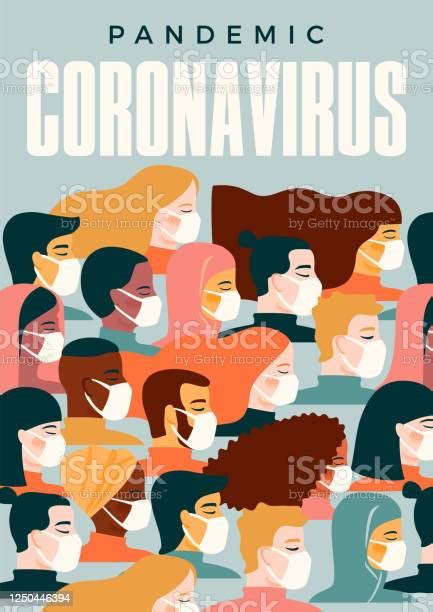Coronavirus Pandemic 2019ncov Vector Illustration Of People In White