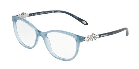 tiffany 0tf2144hb full rim cat eye womens eyeglasses size 54 opal blue