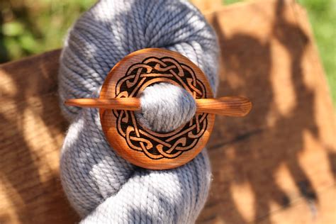 Celtic Knot Shawl Pin In Yew Wood
