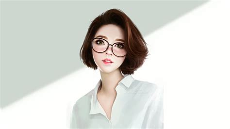 Anime Girl Green Eyes Glasses 4k Hd Wallpapers Digital Art Wallpapers