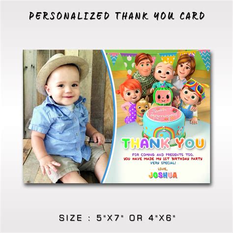 Cocomelon Thank You Card With Picture Etsy Hong Kong