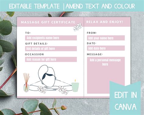 A T Voucher Template For The Ting Of A Massage A Perfect Way To Present Your T To