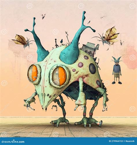 Whimsical Fantasy Monsters Ai Generated Creature Artwork Stock
