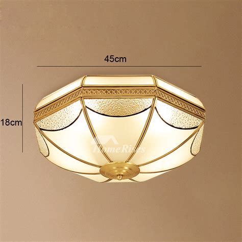 Semi flush mount ceiling lights from shades of light! Flush Mount Ceiling Light Fixtures Brass Glass 3/4 Light ...