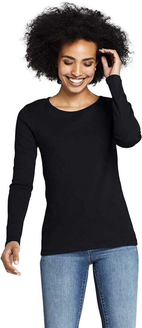 lands end women s all cotton long sleeve crewneck t shirt at amazon women s clothing store