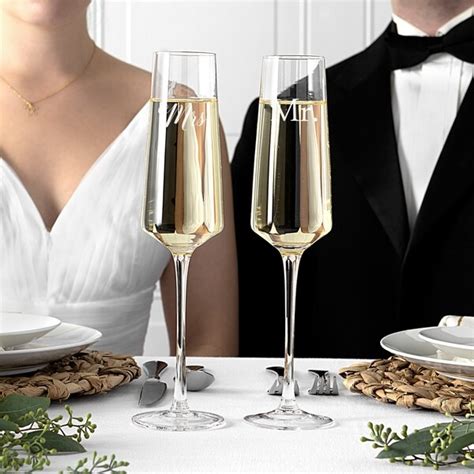 shop mr and mrs 9 5 oz wedding champagne estate glasses set of 2 free shipping on orders over