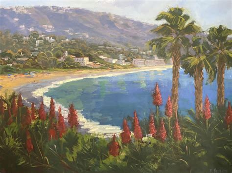 Laguna Beach View 54x72 Oil Original Oil Painting By Kathleen M Robison
