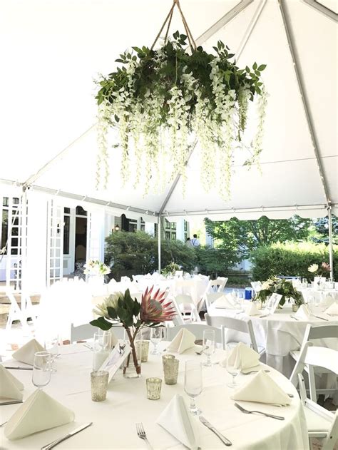 Floral Chandelier With Greenery And White Wisteria Wedding Chandelier