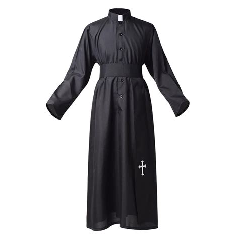 Adult Black Noble Priest Costume Men Religious Pastor Father Costumes