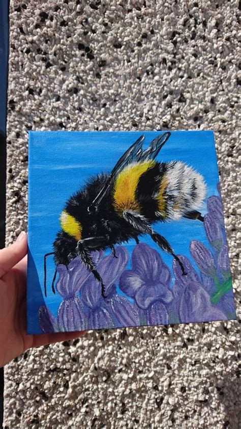 Original Bumble Bee Painting Acrylic Bee Canvas Original Etsy