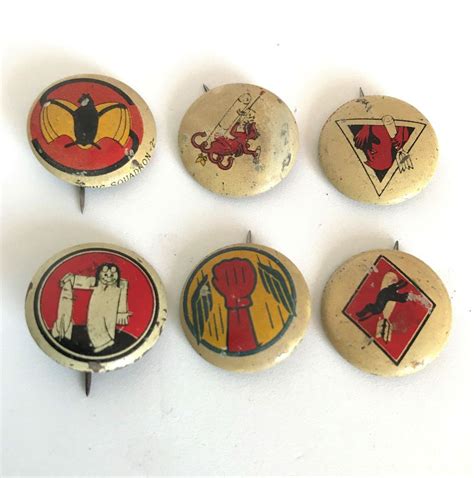 Kelloggs Pep Cereal Pins Pinbacks Buttons 1940s Vintage Lot Of 6