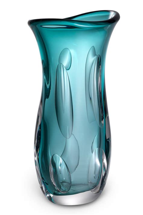Turquoise Handblown Glass Vase Eichholtz Matteo L In 2022 Handblown Glass Vase Hand Blown