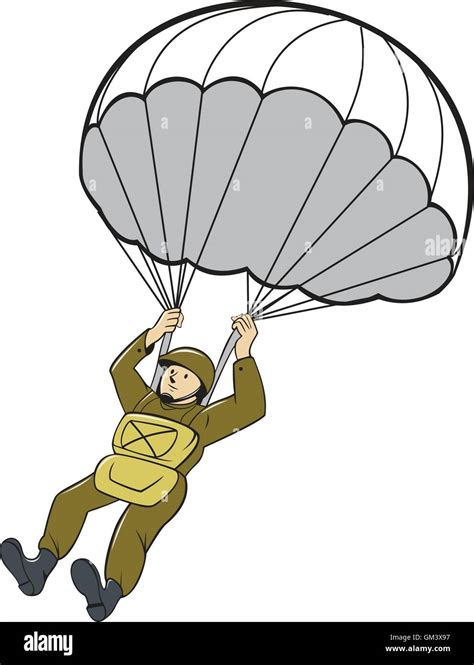 American Paratrooper Parachute Cartoon Stock Vector Image And Art Alamy
