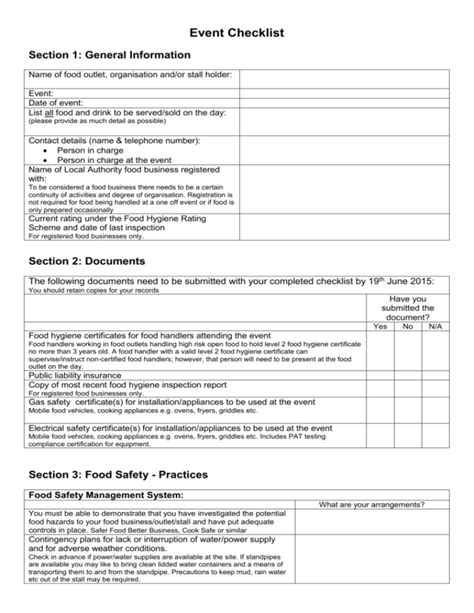 Health And Food Safety Checklist1