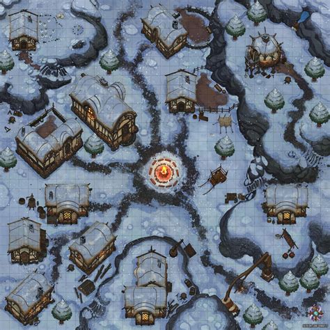 Winter Village Battle Map 35x35 Rroll20