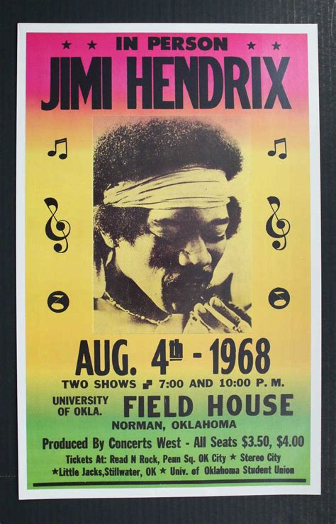 Aacs Autographs Jimi Hendrix 1968 Vintage 14x18 Concert Poster