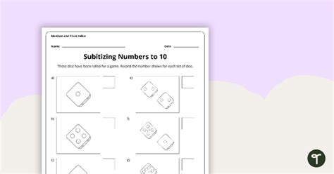 Subitizing Numbers To 10 Worksheet Teaching Resource Teach Starter