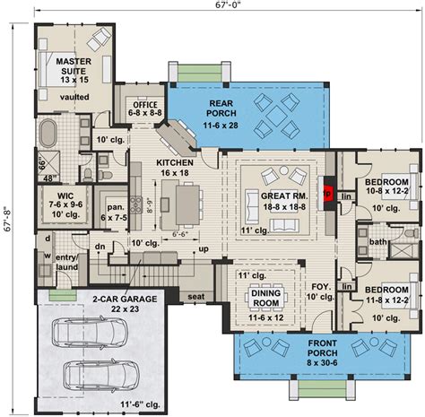 The modern farmhouse floor plan kg designs. Modern Farmhouse Plan with Open Concept Core Plus Bonus ...