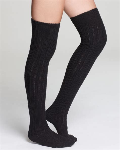 Hue Ribbed Over The Knee Socks In Black Lyst