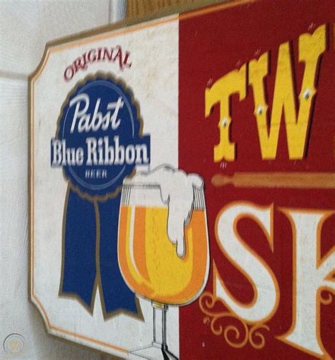 Vintage Pabst Blue Ribbon Beer Wooden Bar Sign Twenty One Or Skidoo