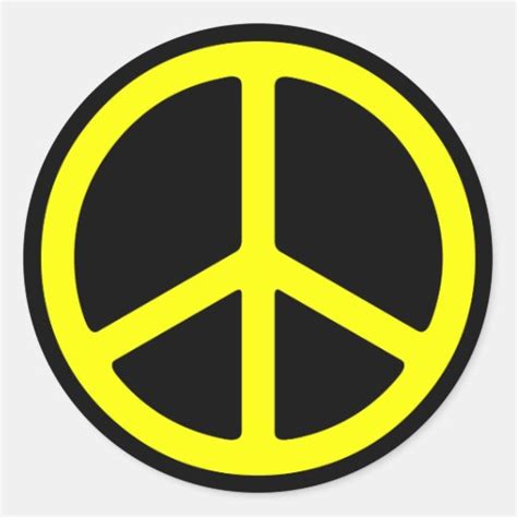 Yellow On Black Peace Sign Sticker Zazzle