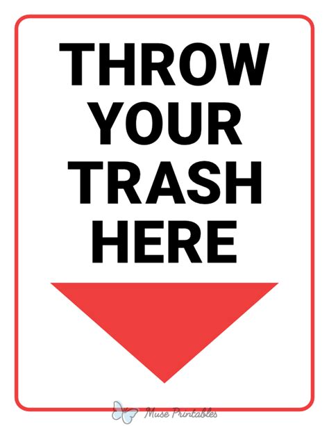 Printable Throw Your Trash Here Sign