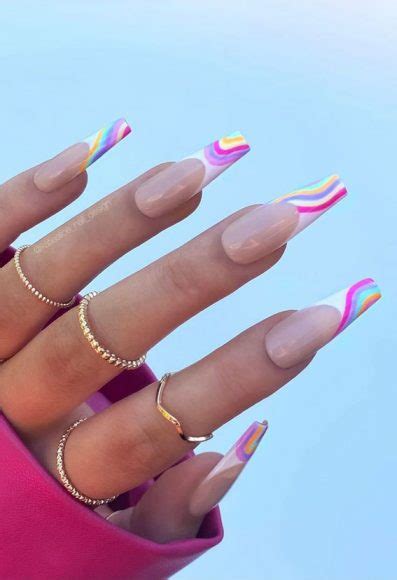 25 Cute Coloured French Tip Nail Ideas Different Rainbow Tip Nails