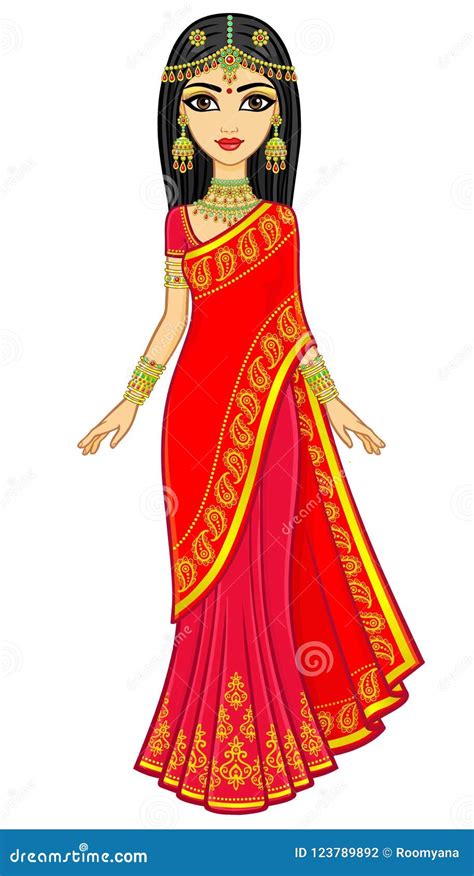 Asian Beauty Animation Portrait Of The Young Indian Girl In