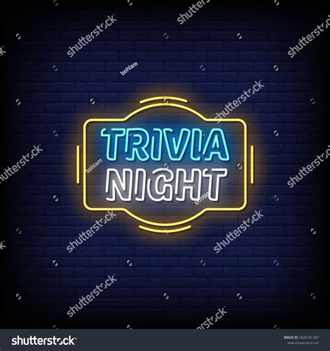 Trivia Night Neon Signs Style Text Stock Vector Royalty Free